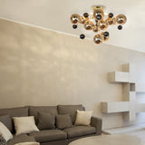 Plafond "explosion" or en métal et en verre, versions G9, plafond pour salle à manger, salon, couloir ou bureau, Ø57 cm