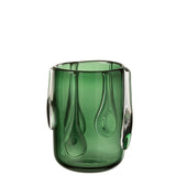 Vase Drippy J-Line en verre vert, parfait pour sublimer vos bouquets de fleurs.