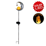 "Lune" à la terre solaire LED, pour l'extérieur, la brochette de terre en métal et en verre en argent, avec LED intégrée