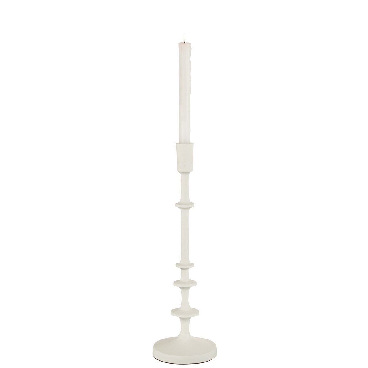 Bougeoir J-Line Izy en aluminium blanc, vue de face