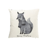 Coussin renard J-Line en velours blanc et noir avec écharpe, vue de face
