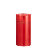 Lampe J-Line Shiny en verre rouge, vue de face, lumière LED allumée