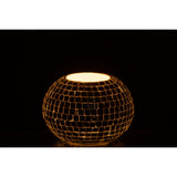 Détail du bougeoir J-Line Mosaic en verre argenté, reflets lumineux