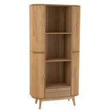 Armoire J-Cas en bois naturel, vue de face avec portes ouvertes
