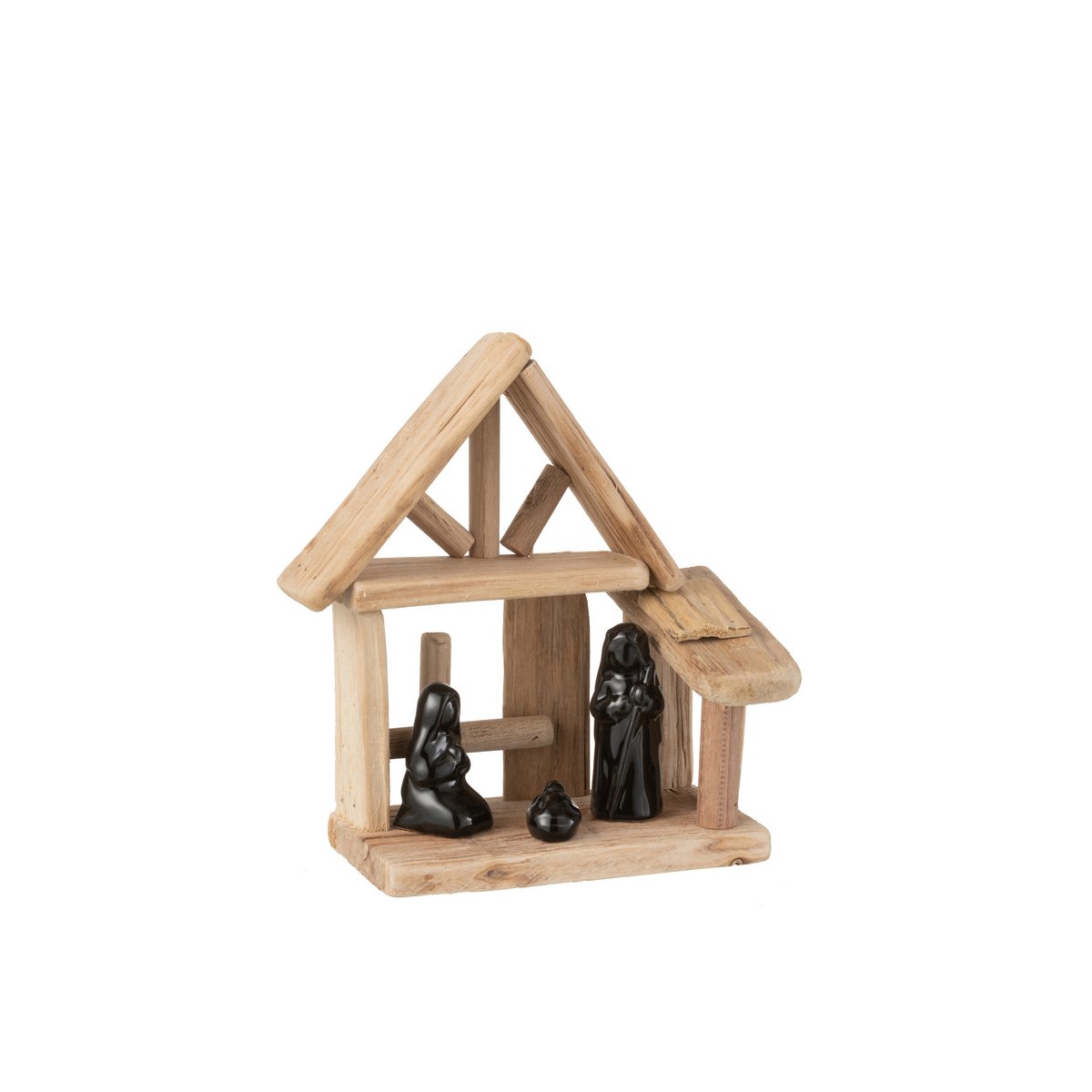 Décoration de Noël J-Line en bois naturel et noir, design contemporain