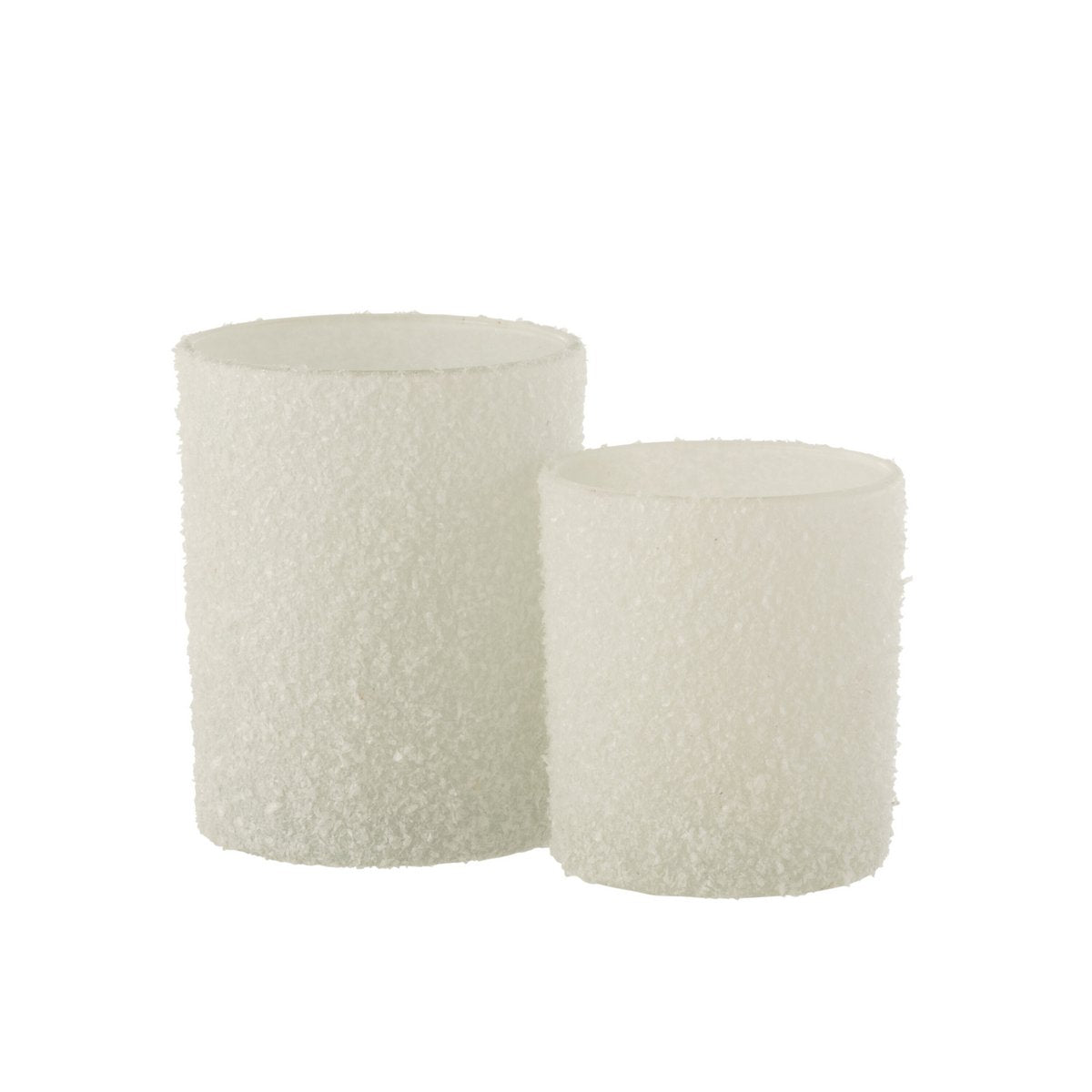 Photophore J-Line Snowred avec bougie allumée, ambiance chaleureuse