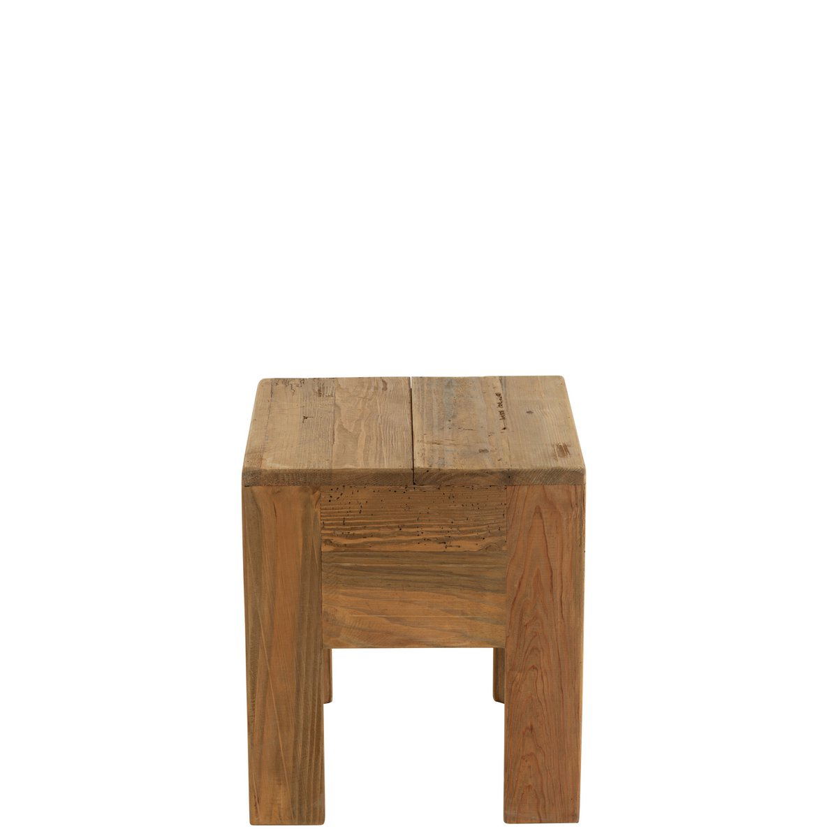 Détail du tabouret J-Line Will en bois de pin marron, angle latéral