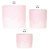 Lot de 3 cache-pots roses en résine 6, 9 et 12 cm