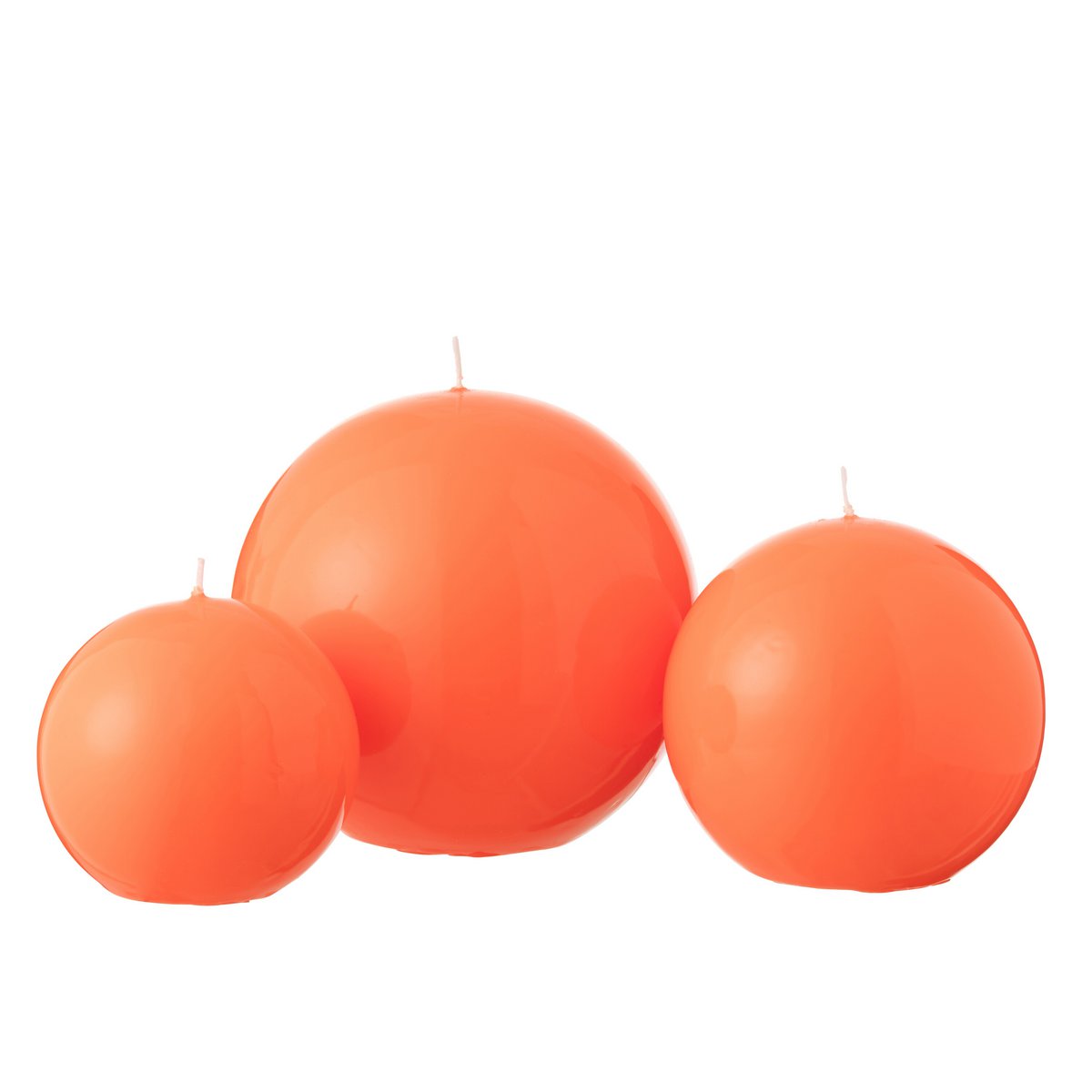 Bougie Boule Cire Fluo Rouge J-Line - mise en scène dans un salon moderne