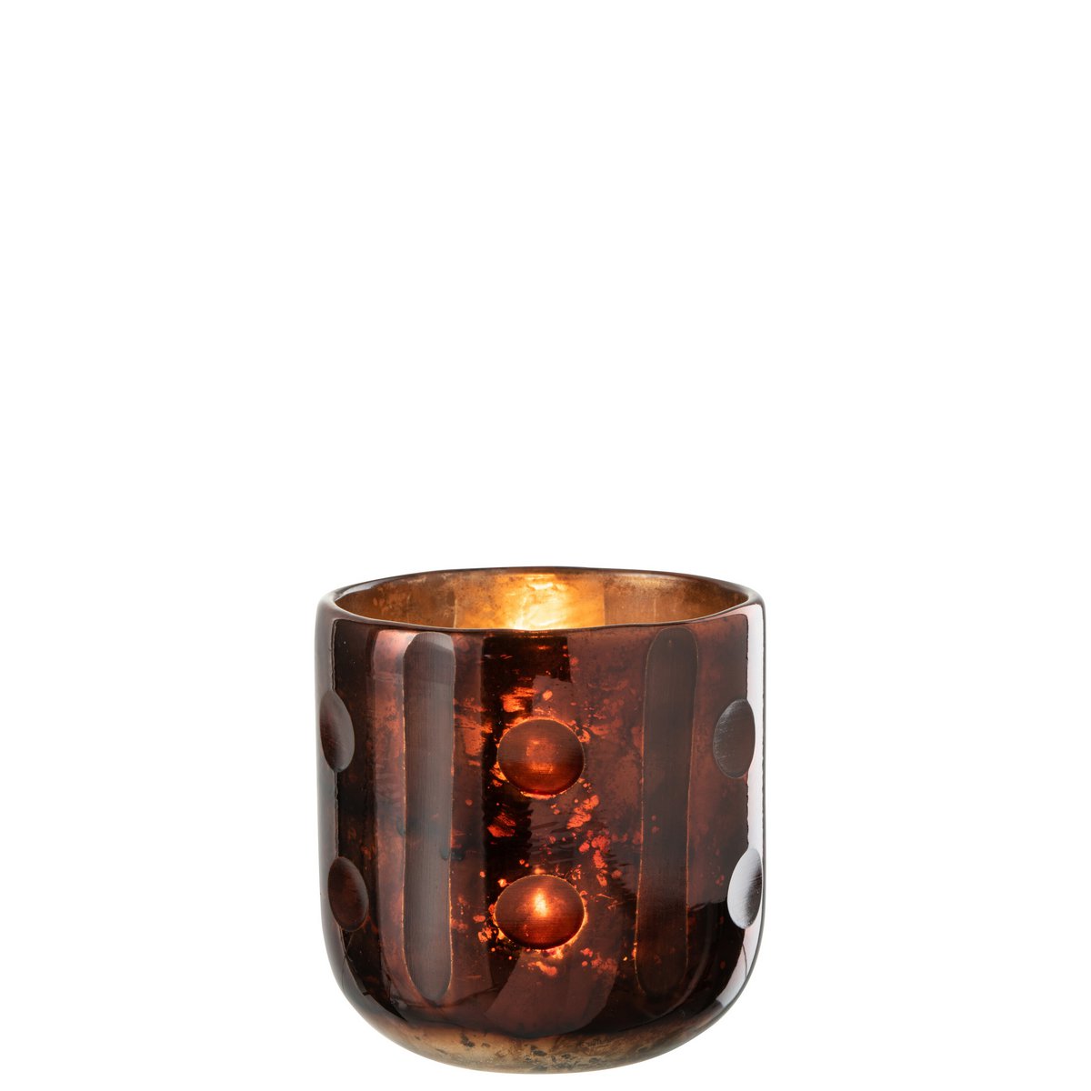 Lanterne J-Line Coconut Cylindre marron en verre, vue de face