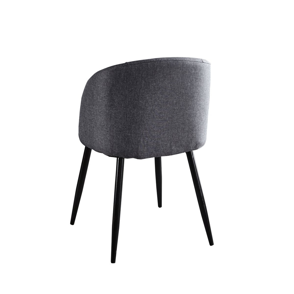 Fauteuil en tissu noir avec rembourrage confortable.