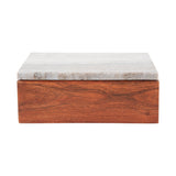 Boîte de Rangement Acacia en bois avec couvercle en marbre, vue de face