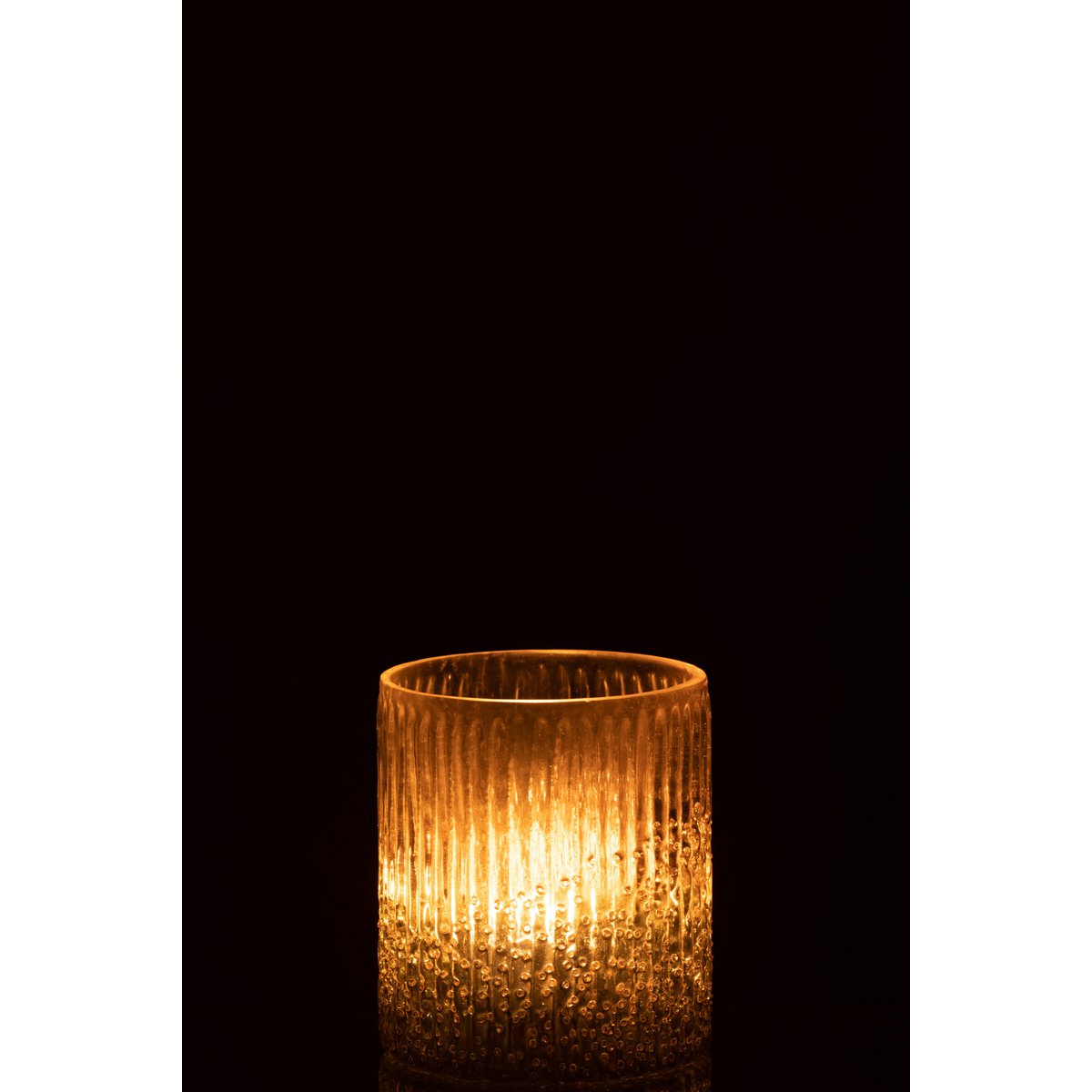 Lanterne J-Line Ribbed en verre rose, ambiance décorative