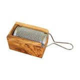 Râpe à parmesan en bois d'olivier avec tiroir pratique