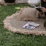 Tapis rond en jonc de mer 100/120 cm | Tapis à pompons DASA (2 tailles)