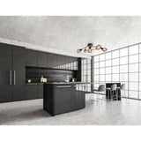 5 plafonds "Fumoso", plafond en métal et verre en noir, avec douille E14, pour salle à manger, salon, hall ou bureau, plafond 65,6 x 25,5 cm
