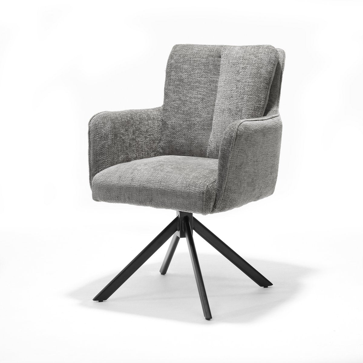 Fauteuil Alex Tissu Cremona %2385 Gris Clair - Structure rotative 360 noir A360