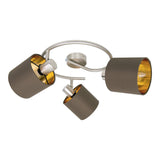 Suspension 3 lampes en métal et tissu marron Maron