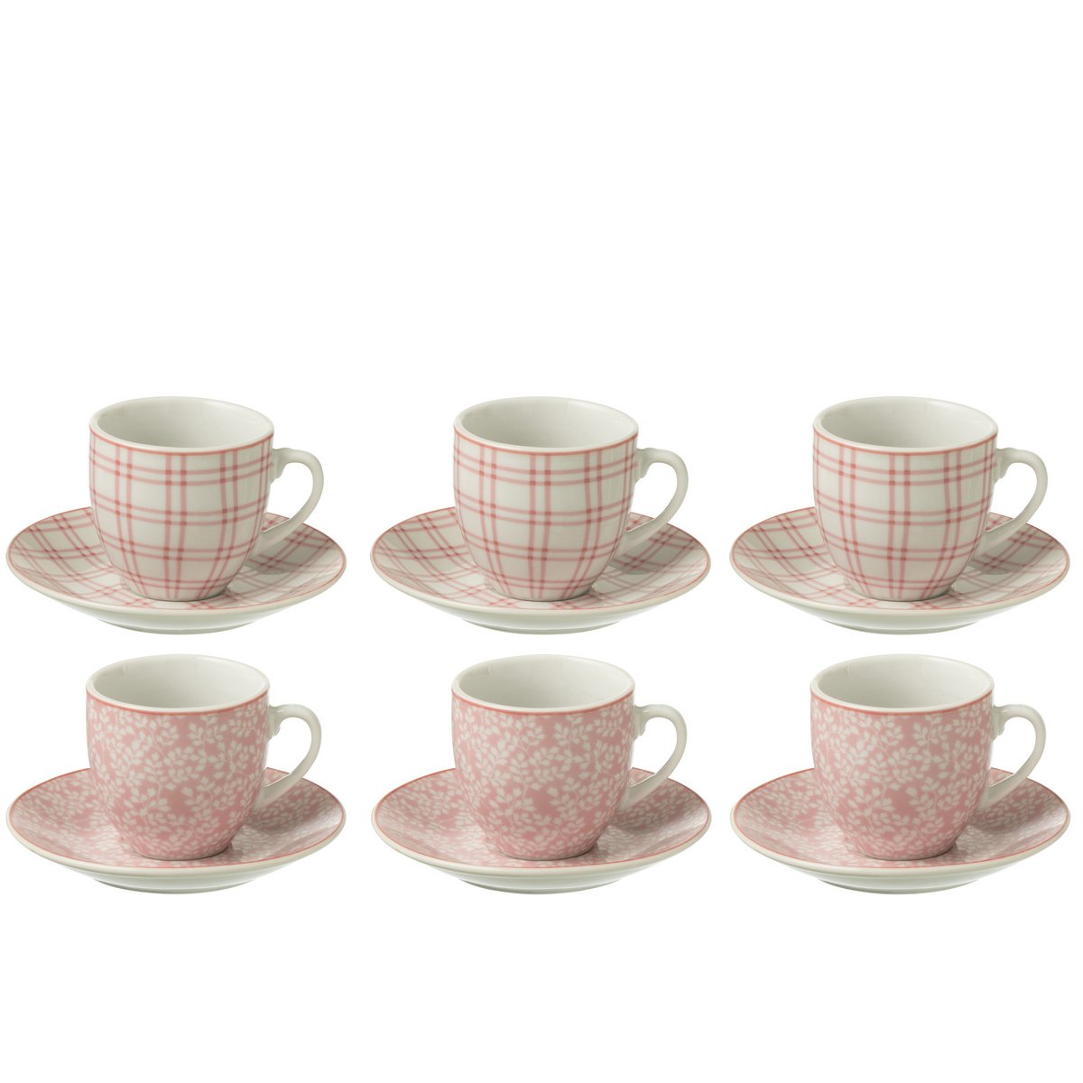 Détail de la tasse J-Line, céramique rose clair, design contemporain.