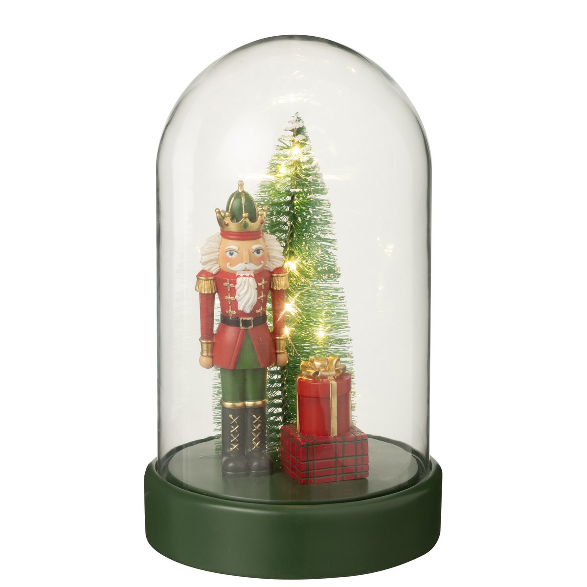 Cloche Casse-Noisette J-Line en polyresine rouge et vert avec LED
