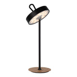 Lampe de table de batterie LED magnétique pour l'extérieur et à l'intérieur, en métal et en plastique en noir, 36 cm de haut