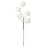 Branche fleurie J-Line 5 pompons Eva en plastique blanc, élégante et moderne