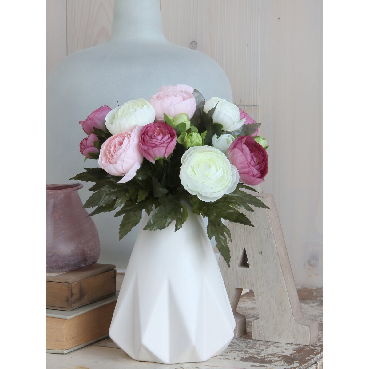 Bouquet Renoncule Rose - Fleurs artificielles élégantes en rose