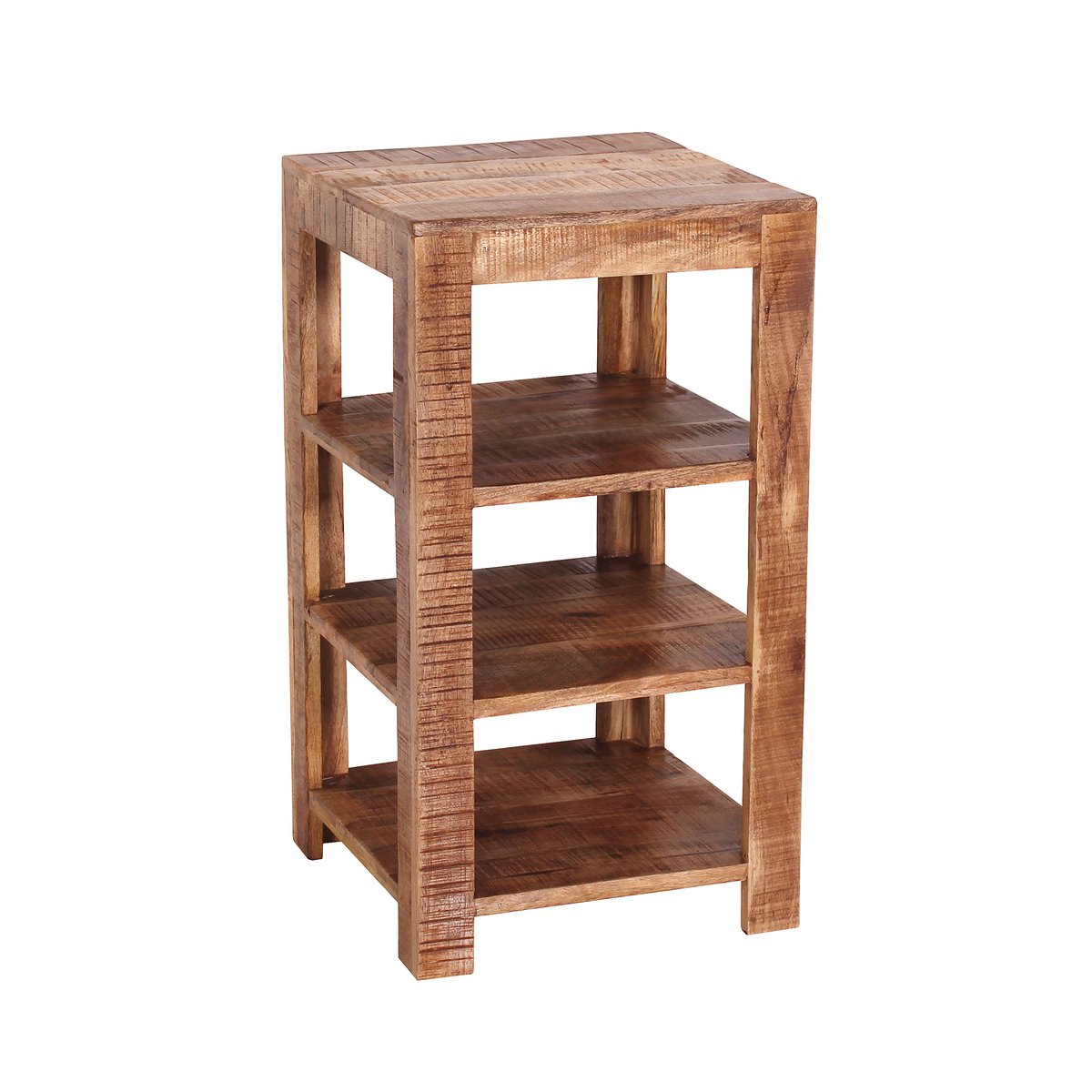 Étagère en bois de manguier dans un salon moderne