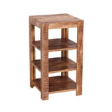 Étagère en bois de manguier dans un salon moderne