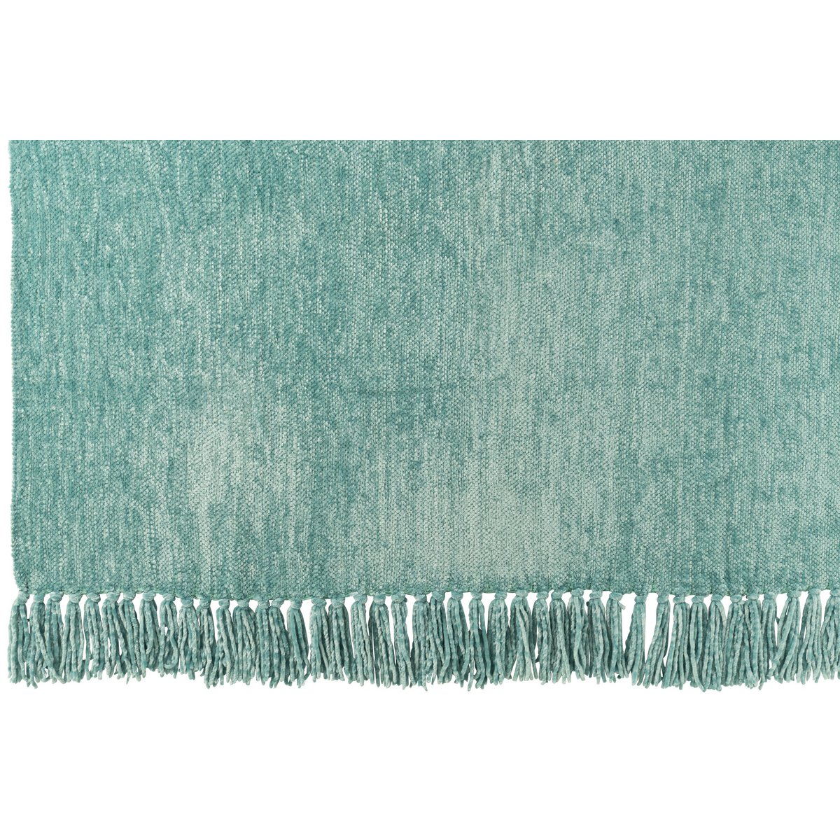Couverture J-Line Chenille turquoise vue de face, élégante et moderne.
