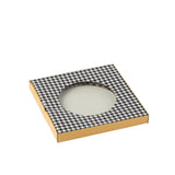 Détail du motif Pied-De-Poule sur l'assiette J-Line en porcelaine