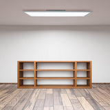 Panneau LED lampe au plafond "Nico", lampe au plafond métallique fonctionnelle et le plastique en blanc, avec des LED fixes et de nombreuses fonctions, idéales pour le bureau, la pratique ou l'atelier, environ 119,5 cm de long