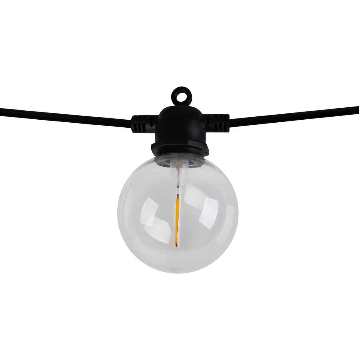 Vue rapprochée des boules lumineuses de la chaîne Solar-10