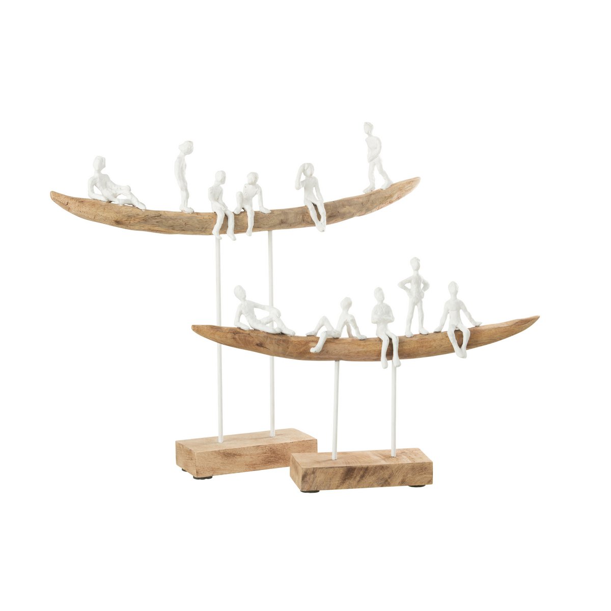 Décoration J-Line Personnes sur Canapé en bois et métal blanc, vue de face