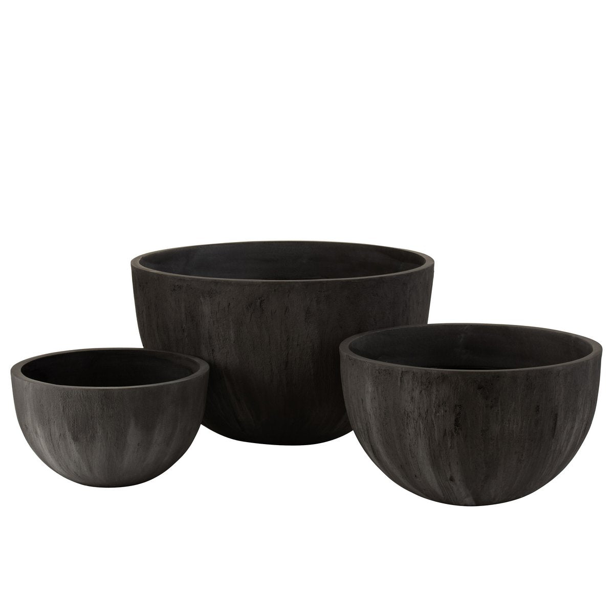 Pot de fleurs J-Line en céramique noire, design moderne, diamètre 60 cm