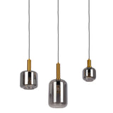 3 Pendant lampe "Fumo", suspension en métal et en verre en noir, avec une douille E14, pour salle à manger, salon, couloir ou bureau, lampe suspendue de 82 cm de long