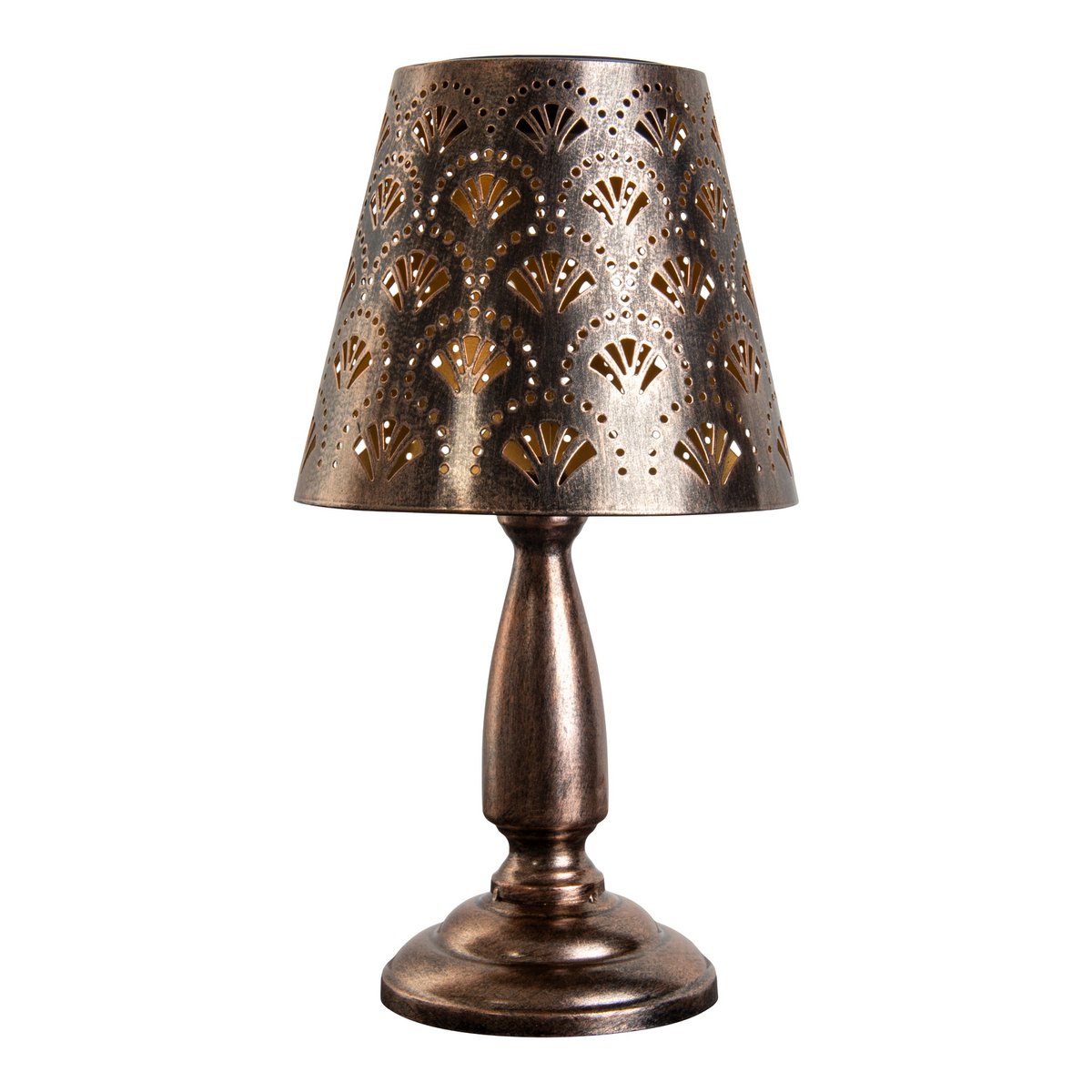 Table solaire LED 'Elsa' en métal blanc avec abat-jour conique