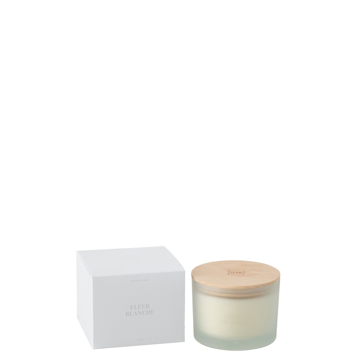 Bougie J-Line Fleur Blanche - vue de face avec éclairage doux