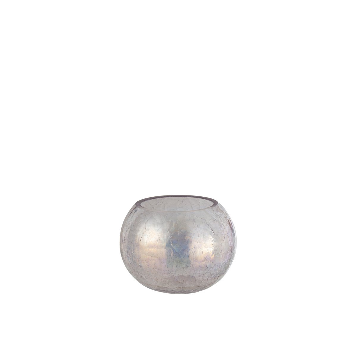 Bougeoir J-Line Windlicht Bol Crackelé en verre violet avec effet pearl, vue de face