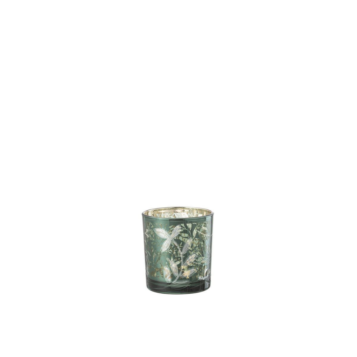 Lanterne J-Line Feuilles en verre vert et or, vue de face