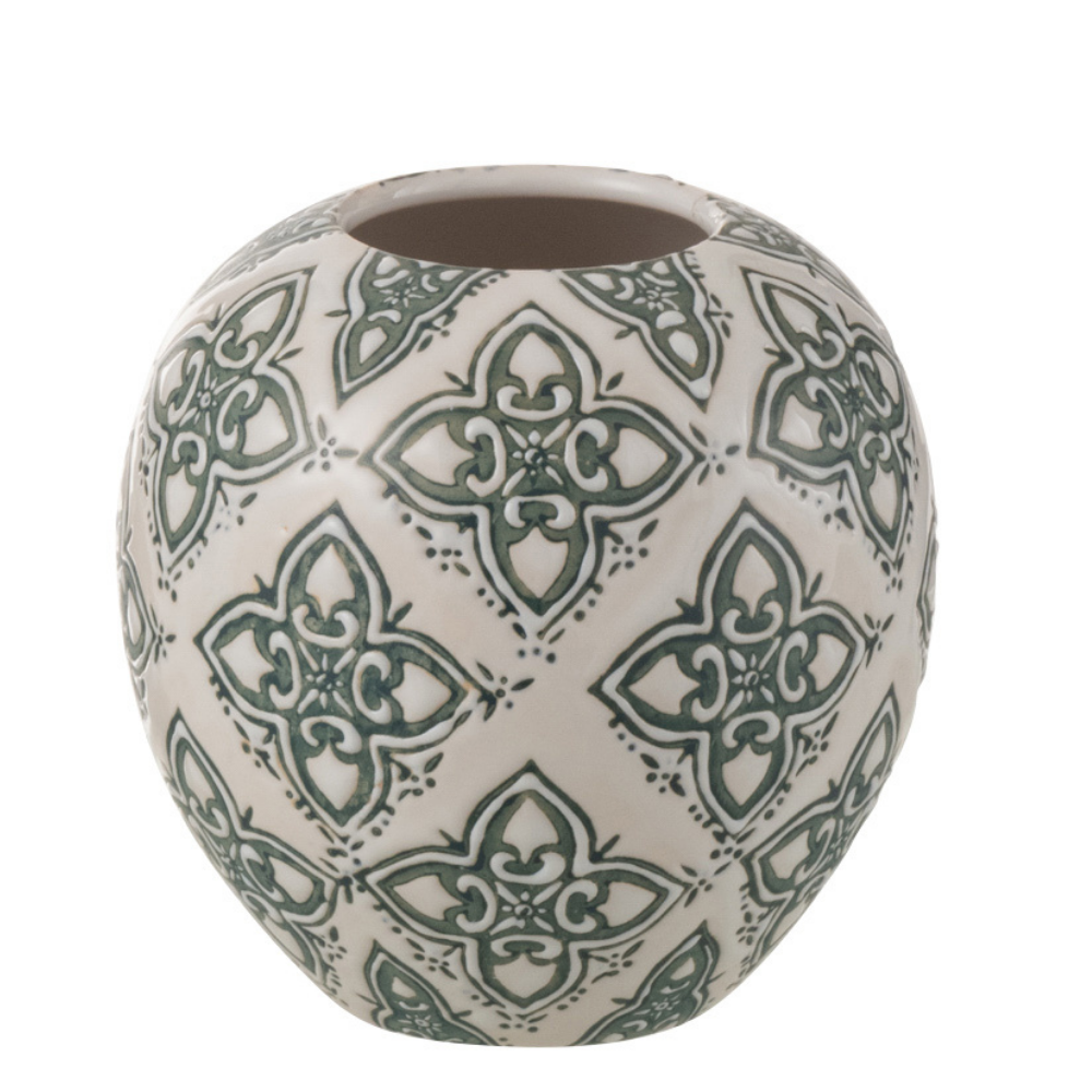 Vase Kousa Ball en porcelaine bleu et blanc, vue de face