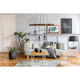 4 pendentif "bois", lampe suspendue, métal et bois en noir et socket e27 naturel, pour salle à manger, salon, couloir ou bureau, 100 cm de long
