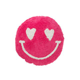 Coussin Smiley Tufté en coton rose et blanc, vue de face