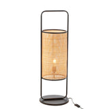 Détail du design élégant de la lampe Elton, métal noir et jute