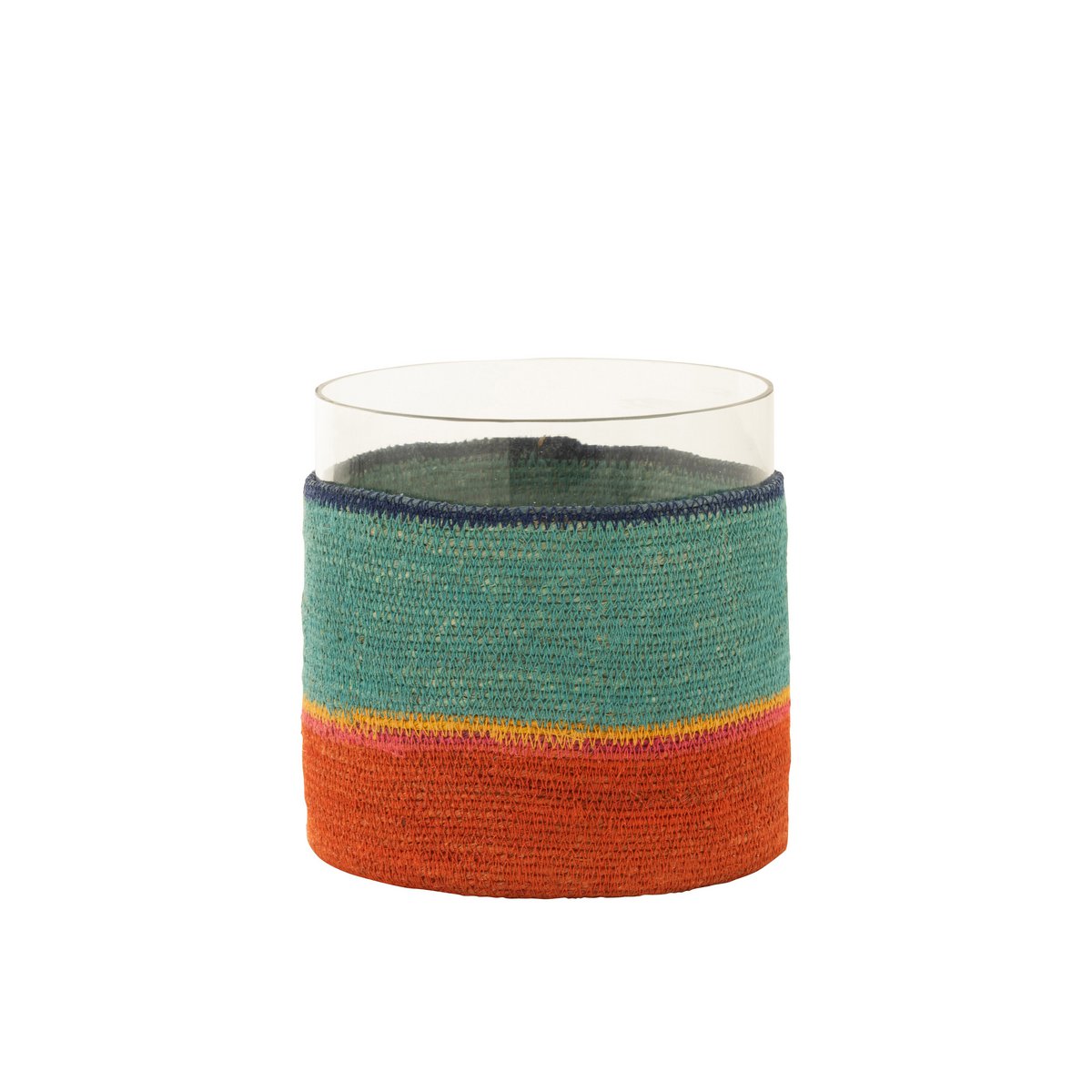 Vue rapprochée du bougeoir J-Line Liline Bandle, mettant en valeur ses couleurs vibrantes.