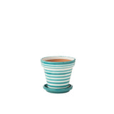 Pot de fleurs J-Lline Granada Stripes en céramique aqua, vue de face