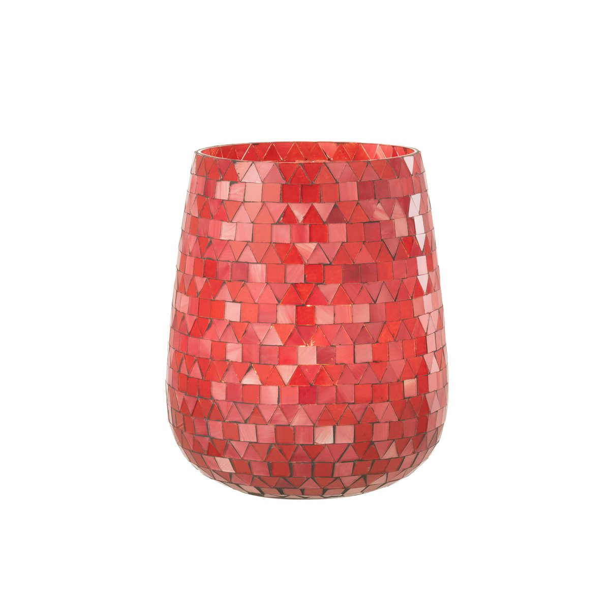 Lanterne mosaïque J-Line en verre rouge et rose, vue de face