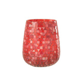 Lanterne mosaïque J-Line en verre rouge et rose, vue de face