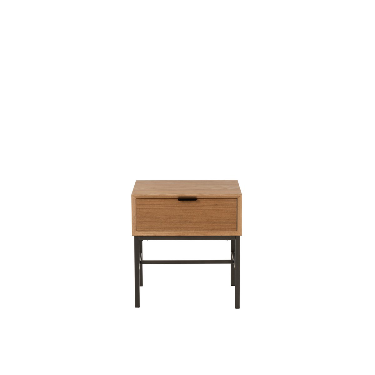Table d'appoint J-Line en bois naturel et métal, vue de face