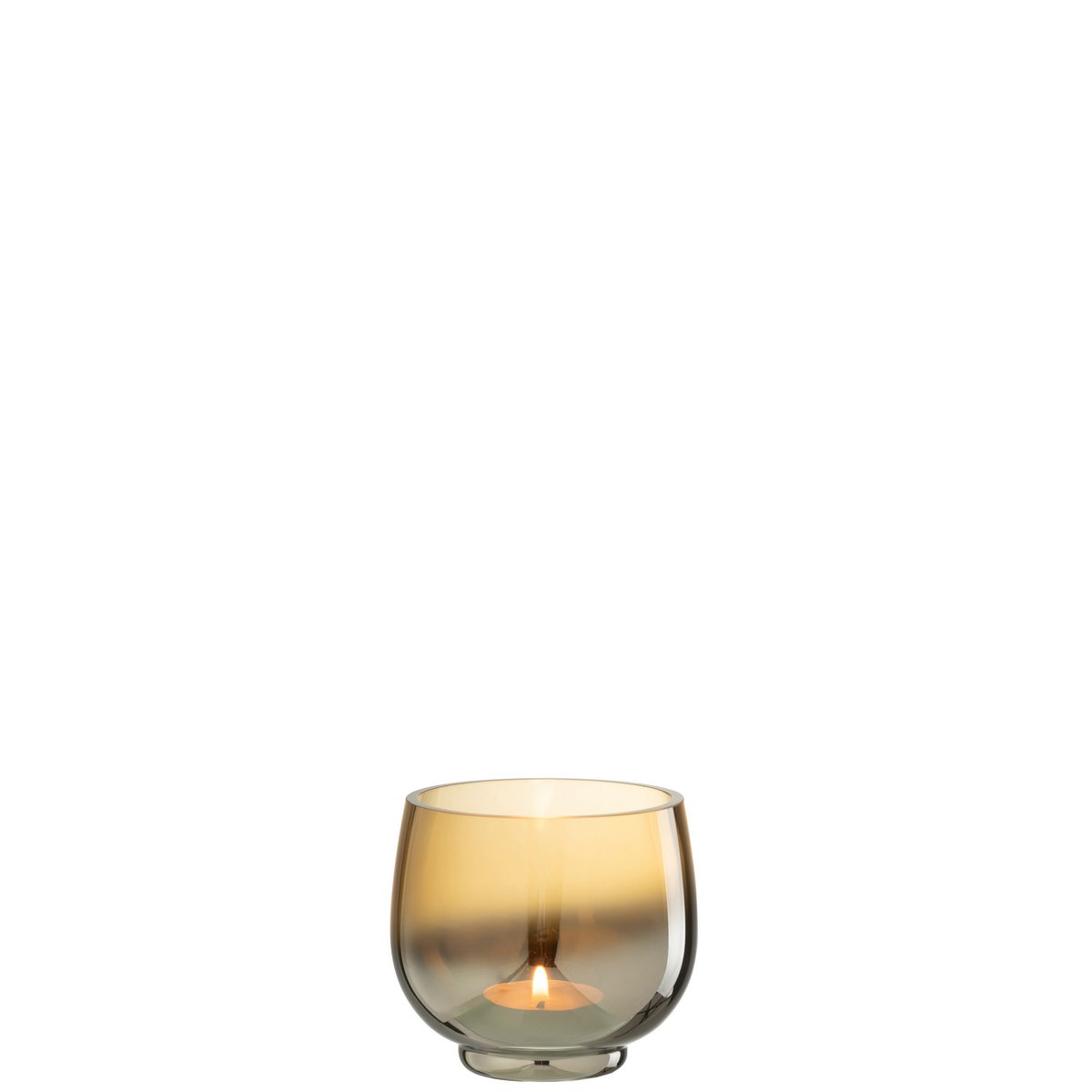 Photophore J-Line rond en verre jaune et argent, élégant et moderne.